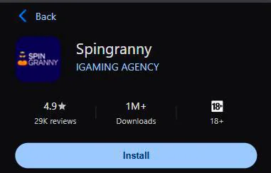 Aplicación móvil de Spingranny Casino